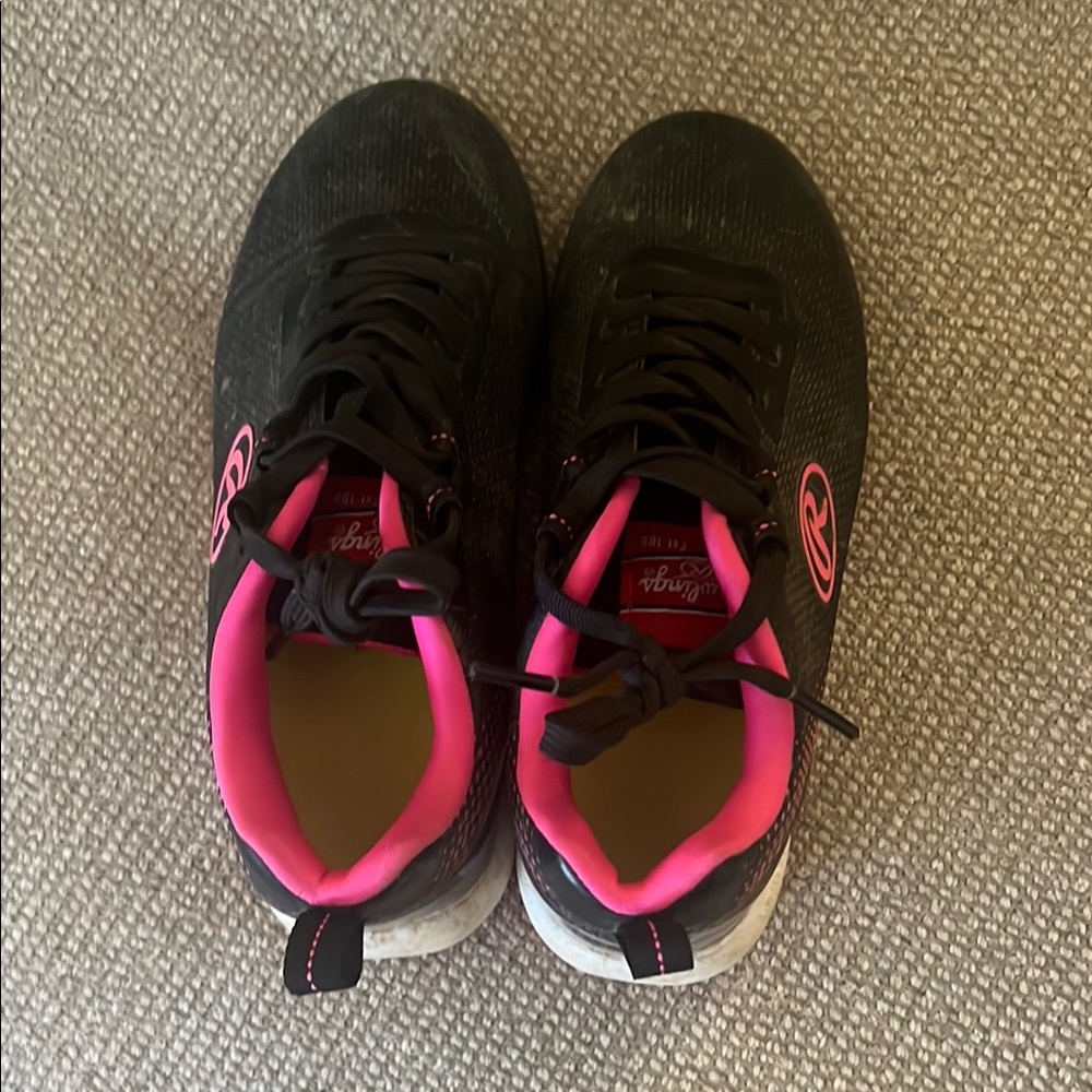 Girls softball cleats Black and Pink Sneakers